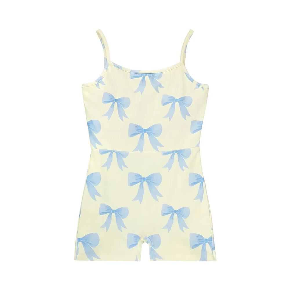 Happy Camp3r Bow Romper Blue/Yellow Shake Your Bom Bom NEW NWT